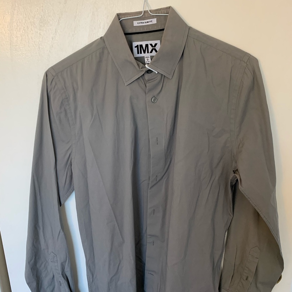 Grey express extra slim fit dress shirt
